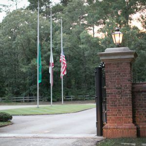 Flags at Half-Mast in front of Entrance Gate