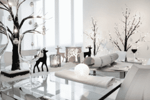 White monochromatic holiday dining table