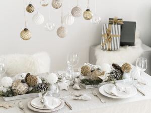Luxury custom home decorating: white winter decor