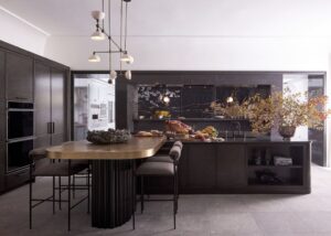 Luxury custom kitchen using: dark colors