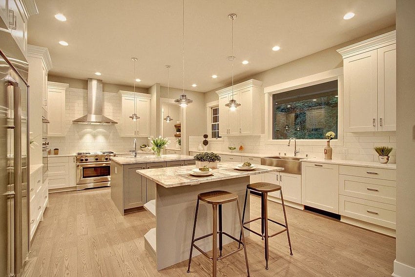 Luxury custom kitchen with a double island