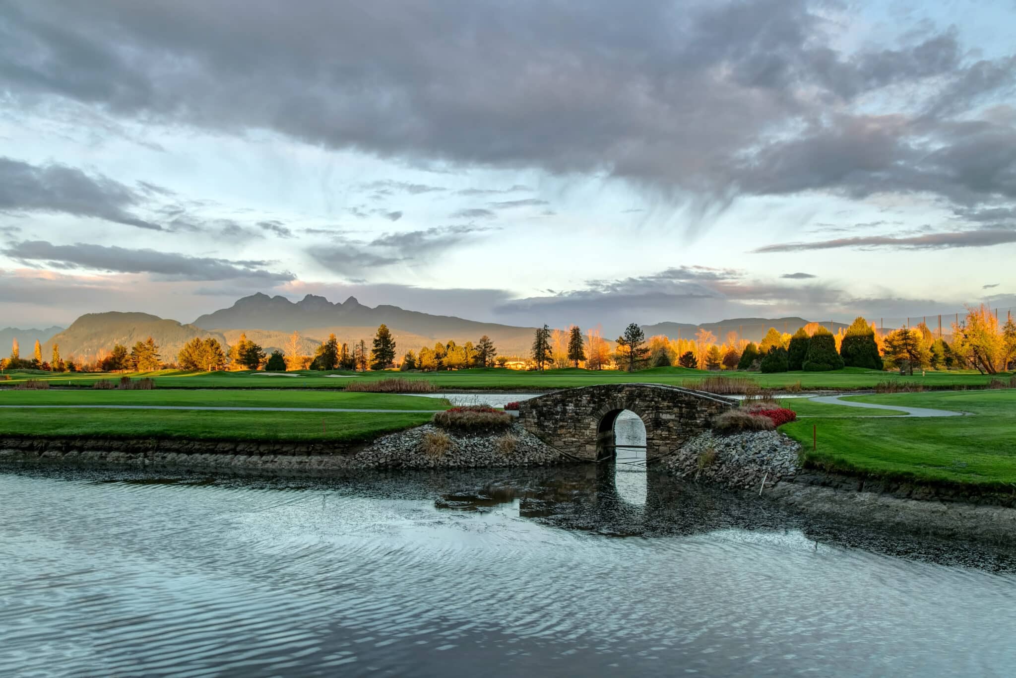 Golf course at dusk