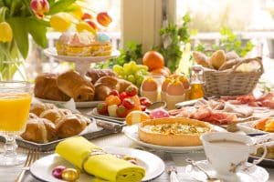 Table with beautiful brunch spread