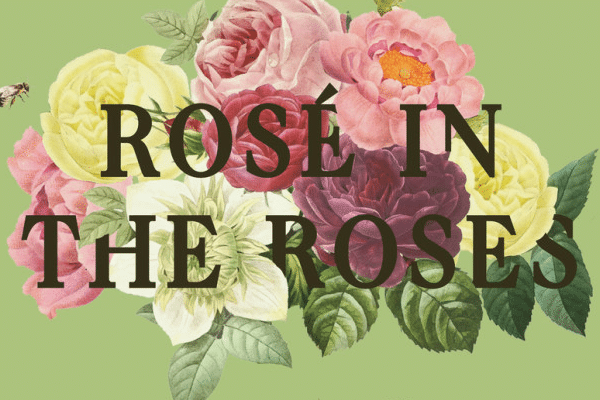 Rosé in the Roses logo with flower graphics on green background