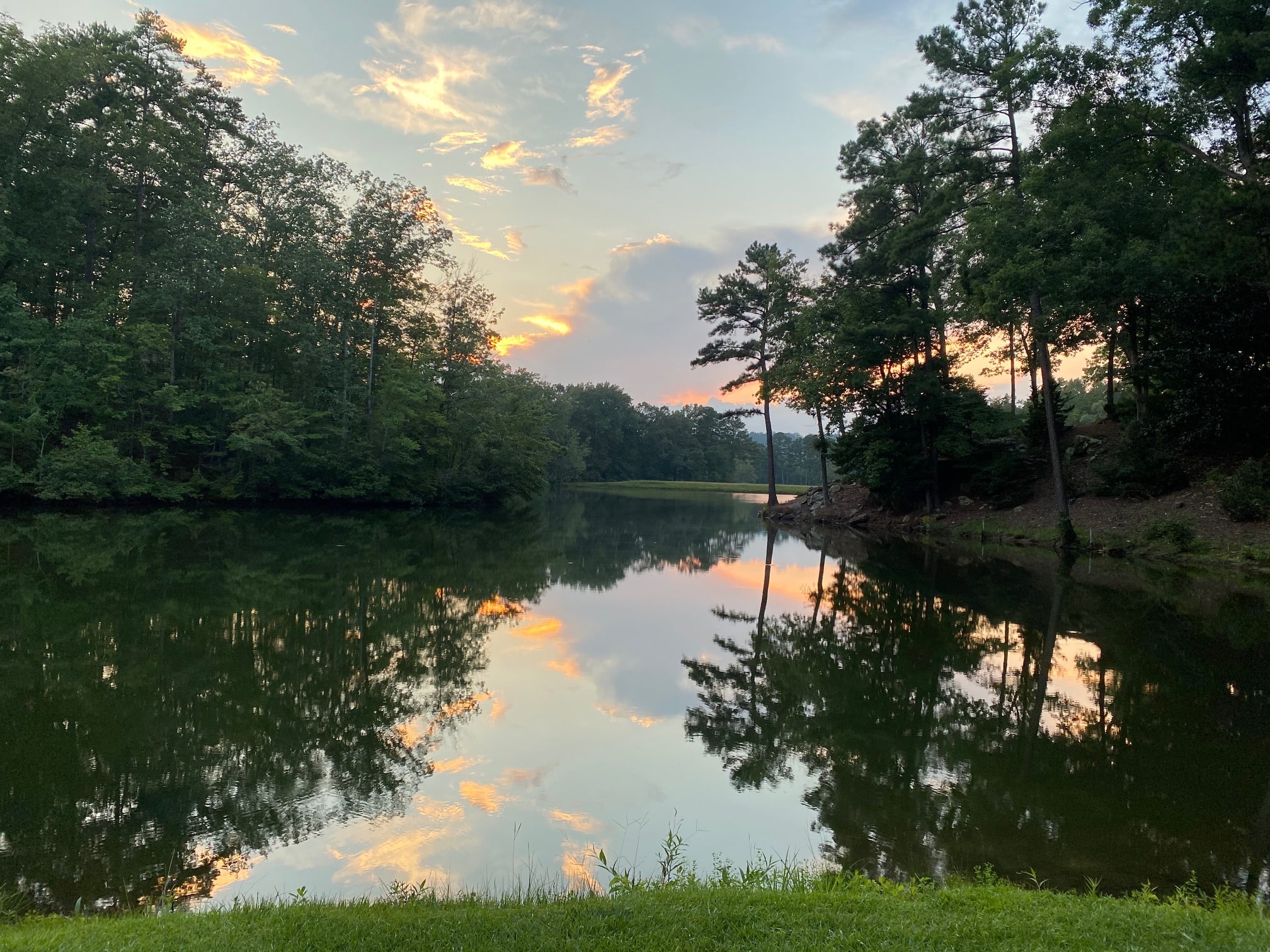 Shoal Creek at sunset. Our neighborhood makes it easy to know what to do after buying land