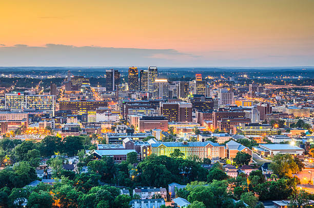 An image of the skyline in Birmingham, Alabama.