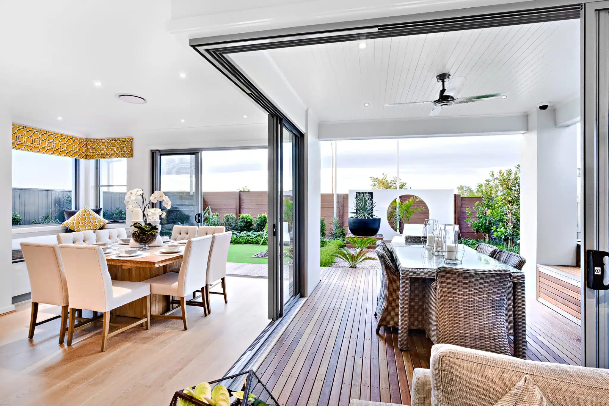 A home with an open floor plan showcasing accessibility between indoor and outdoor spaces.